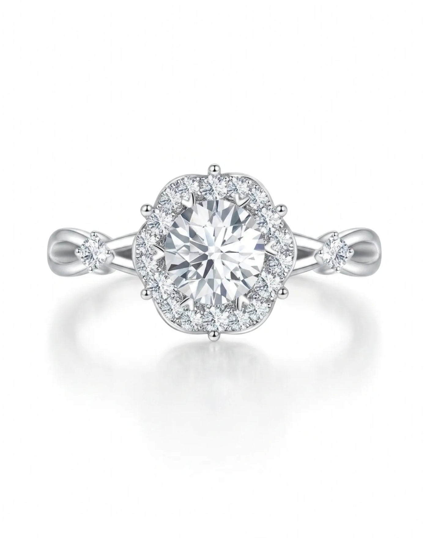 Emory – Eternal Presence Natural Round Diamond Halo Ring