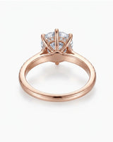3 carat moissanite six-prong ring with side stones in 18K rose gold | SARATTI