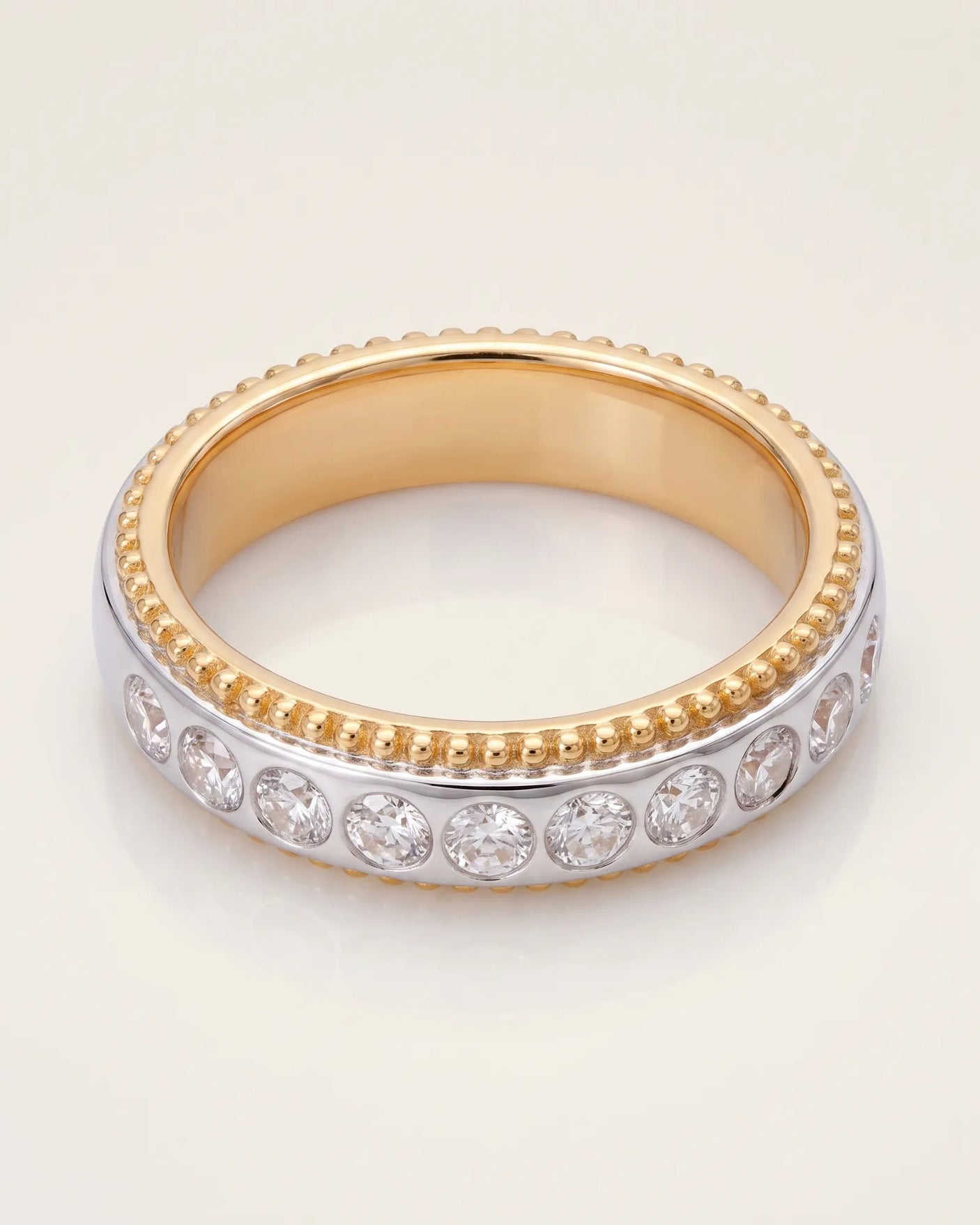 Two Tone Wedding Band Women's with Diamonds