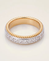 Two Tone Wedding Band Women's with Diamonds