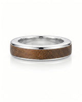 Women's Wenge Wood Ring in White Gold