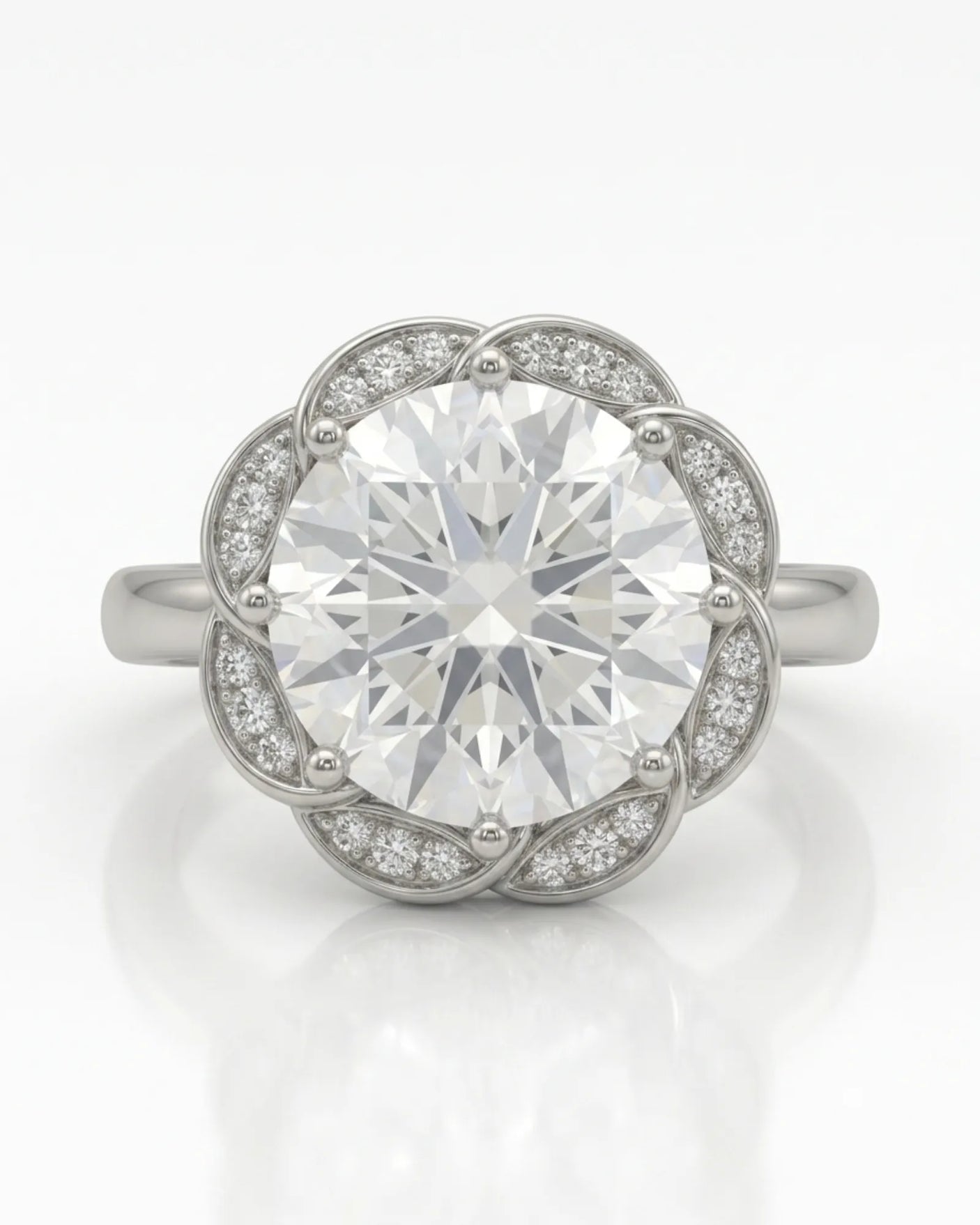 AYALA • 4 carat Moissanite Ring in White Gold with Halo