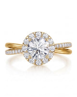Elani – Natural Round Diamond Halo Split-Shank Ring