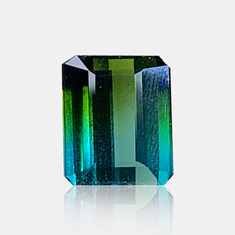 4.13 carat Natural bi-color tourmaline emerald cut loose gemstone | SARATTI