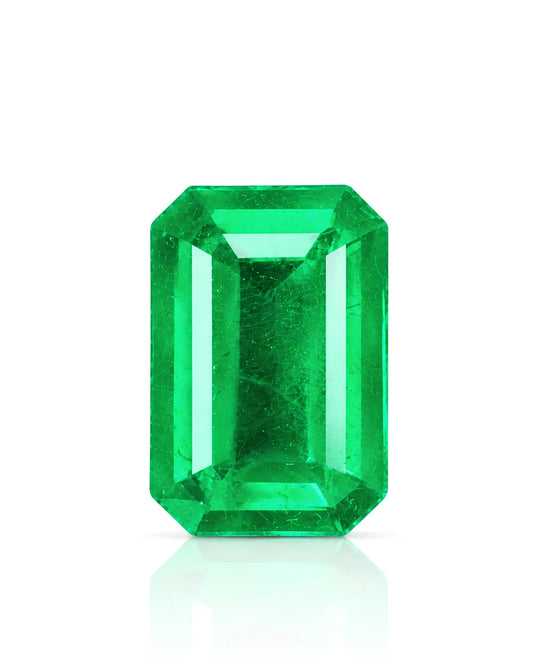 4.76ct Natural Emerald Octagonal main view in Vivid to Intense Green | SARATTI
