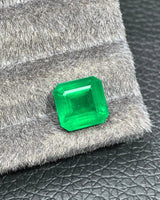 4.95 CTS Natural Emerald measuring 9.90 × 9.50 × 7.03 mm, showing near-square proportions and substantial depth | SARATTI