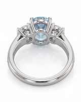 Étoile Trinity pear cut Aquamarine three-stone diamond ring setting in White Gold, gallery view | SARATTI