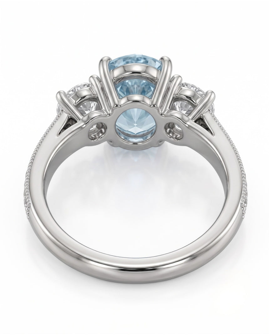 Étoile Trinity pear cut Aquamarine three-stone diamond ring setting in White Gold, gallery view | SARATTI