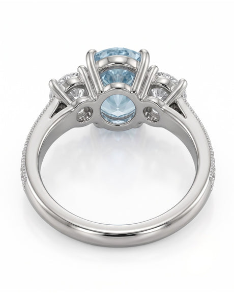 Étoile Trinity pear cut Aquamarine three-stone diamond ring setting in White Gold, gallery view | SARATTI