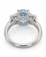Étoile Trinity pear cut Aquamarine three-stone diamond ring setting in Platinum, gallery view | SARATTI