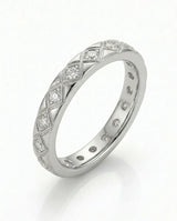 Hot Cross diamond-encrusted wedding band in platinum, 45-degree view | SARATTI