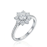 Rhoda – Fortune Compass Natural Round Diamond Floral Halo Engagement Ring