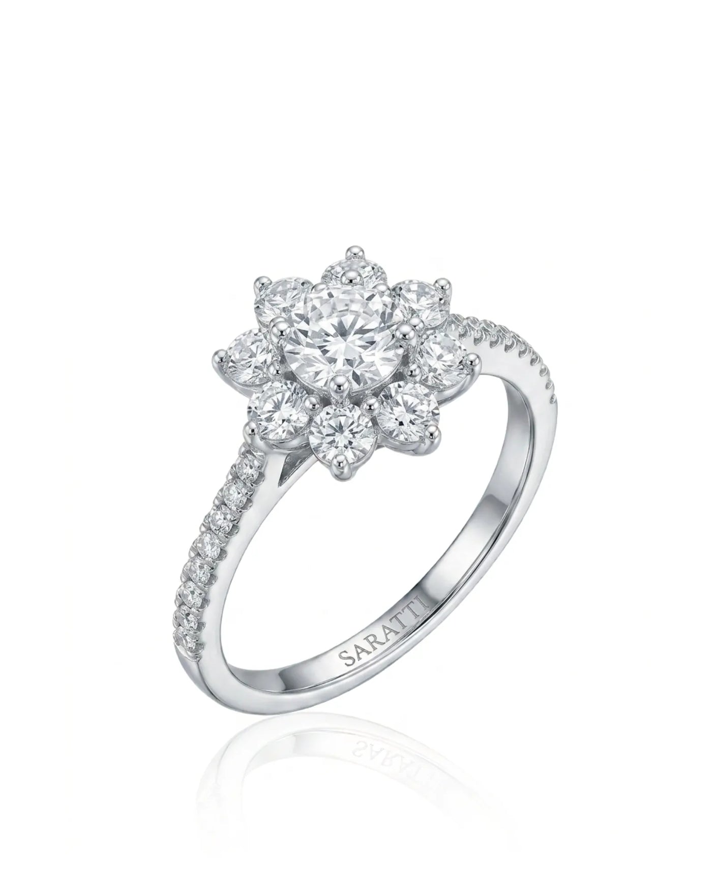Rhoda – Fortune Compass Natural Round Diamond Floral Halo Engagement Ring