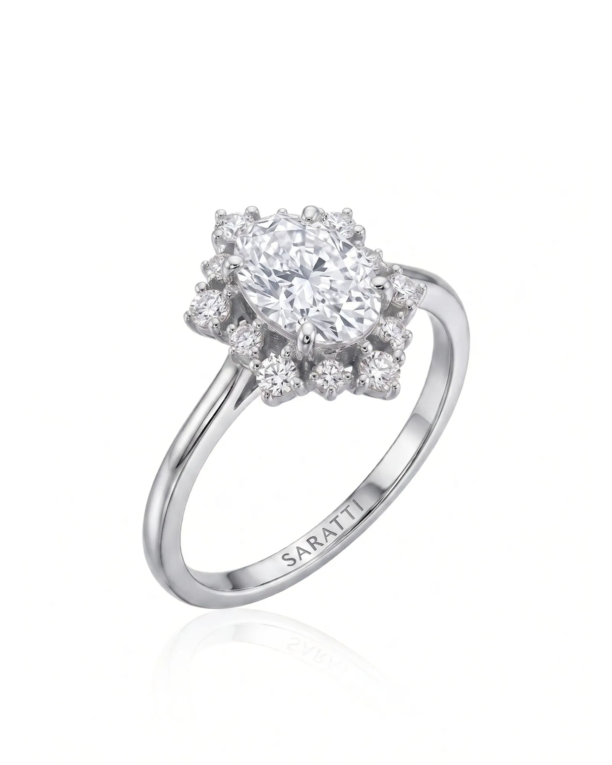 Julia – Natural Oval Diamond Floral Halo Engagement Ring