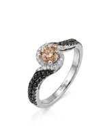 Esther – Natural Champagne Diamond Halo Engagement Ring