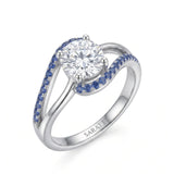 Kelly – Natural Round Diamond & Sapphire Split-Shank Engagement Ring