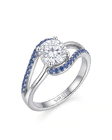 Kelly – Natural Round Diamond & Sapphire Split-Shank Engagement Ring
