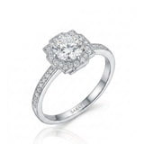 Elise – Natural Round Diamond Square Halo Engagement Ring