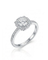 Elise – Natural Round Diamond Square Halo Engagement Ring