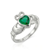 Coronet Heart Emerald Claddagh Ring