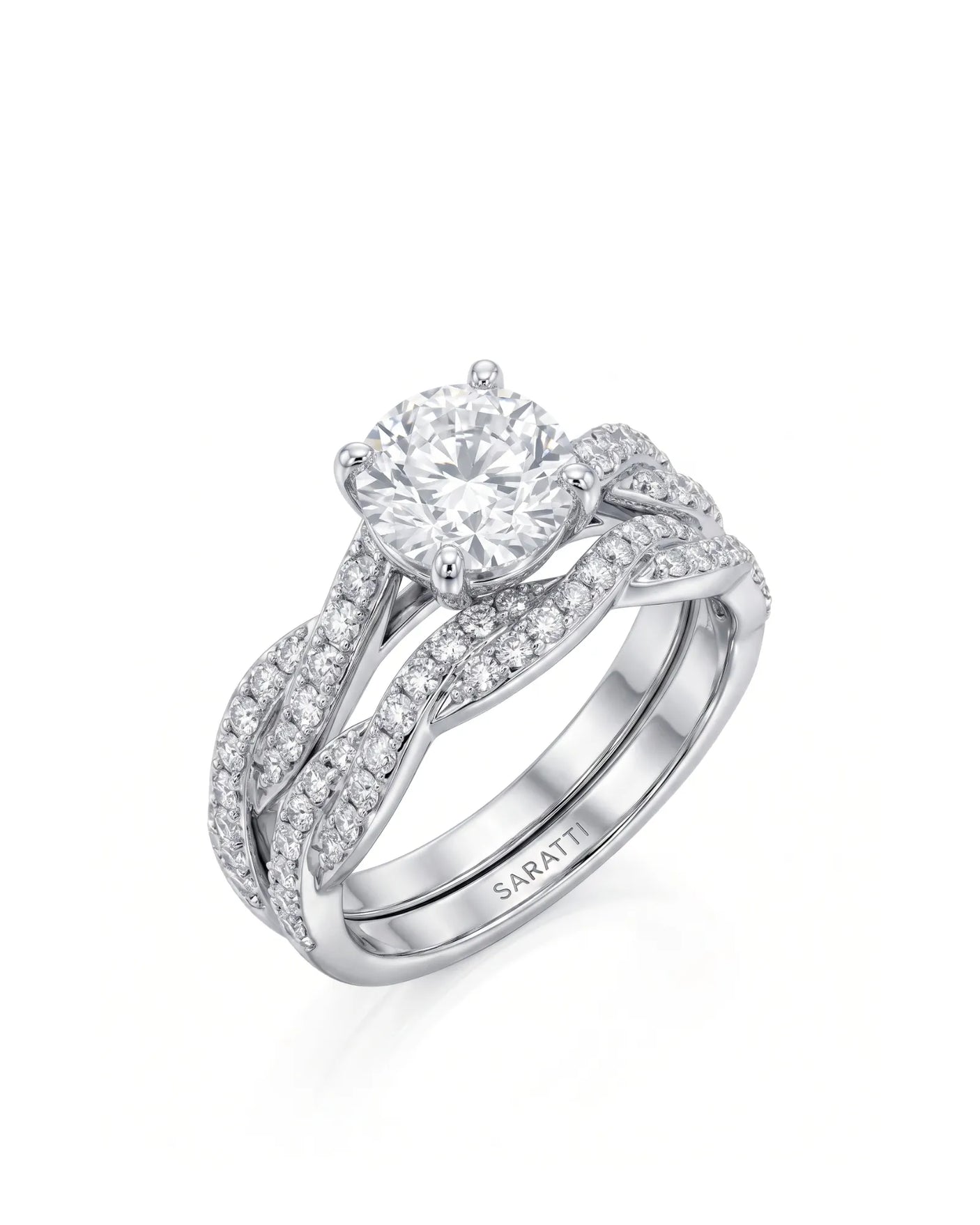 Donna – Natural Round Diamond Twisted-Shank Bridal Set