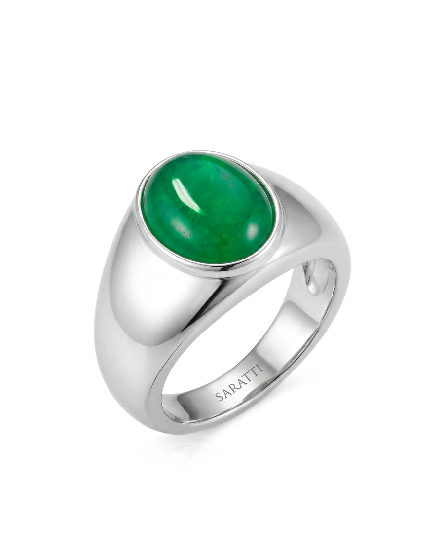 Verdant Axis Emerald Signet Ring