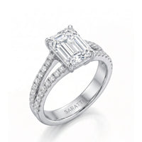 Lilah – Natural Emerald-Cut Diamond Split-Shank Engagement Ring