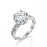 Merida – Sweet Serenity Natural Round Diamond Floral Halo Ring
