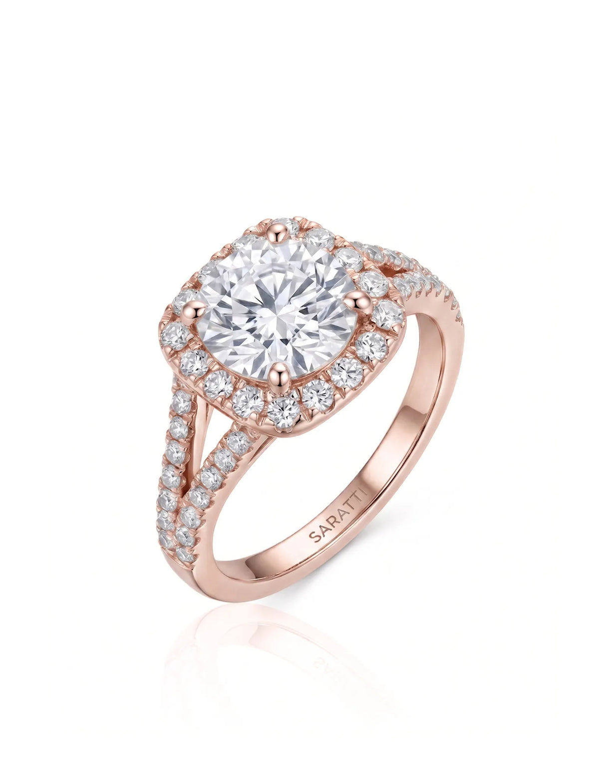 Evana – Natural Round Diamond Halo Split-Shank Engagement Ring