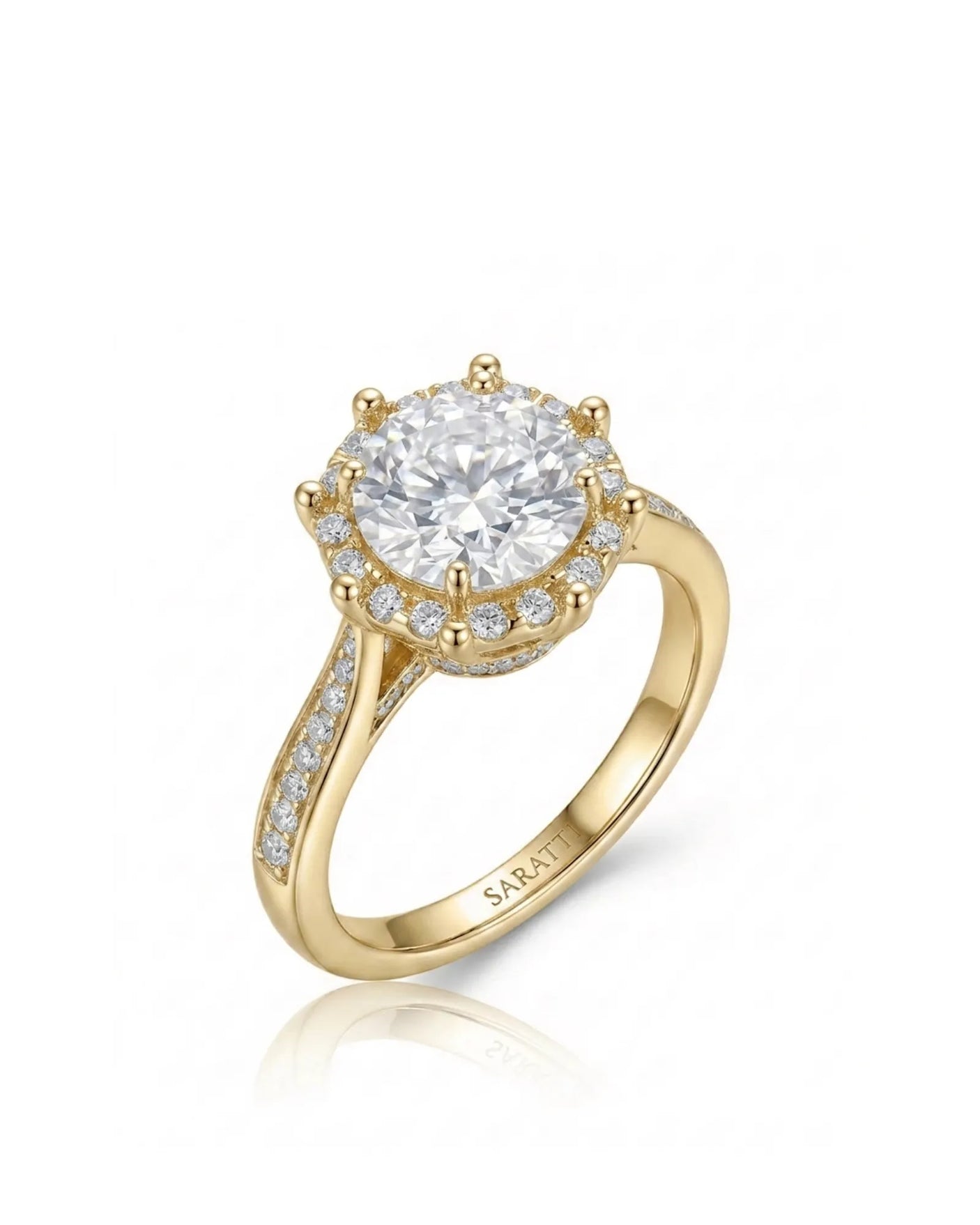 Yulisa – Eternal Flame Natural Round Diamond Halo Engagement Ring
