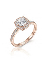 Elise – Natural Round Diamond Square Halo Engagement Ring