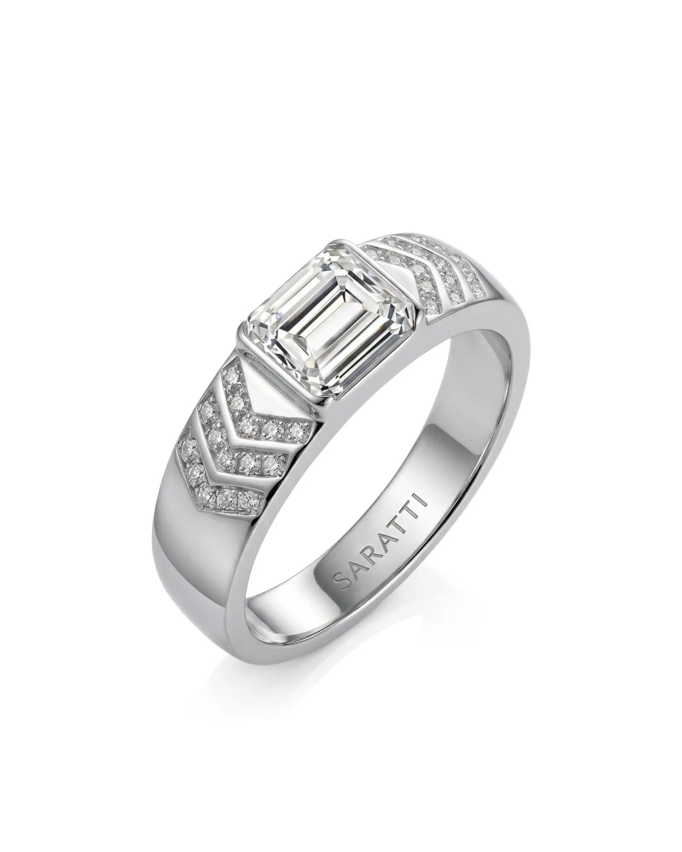 Regent Chevron Diamond Signet Ring