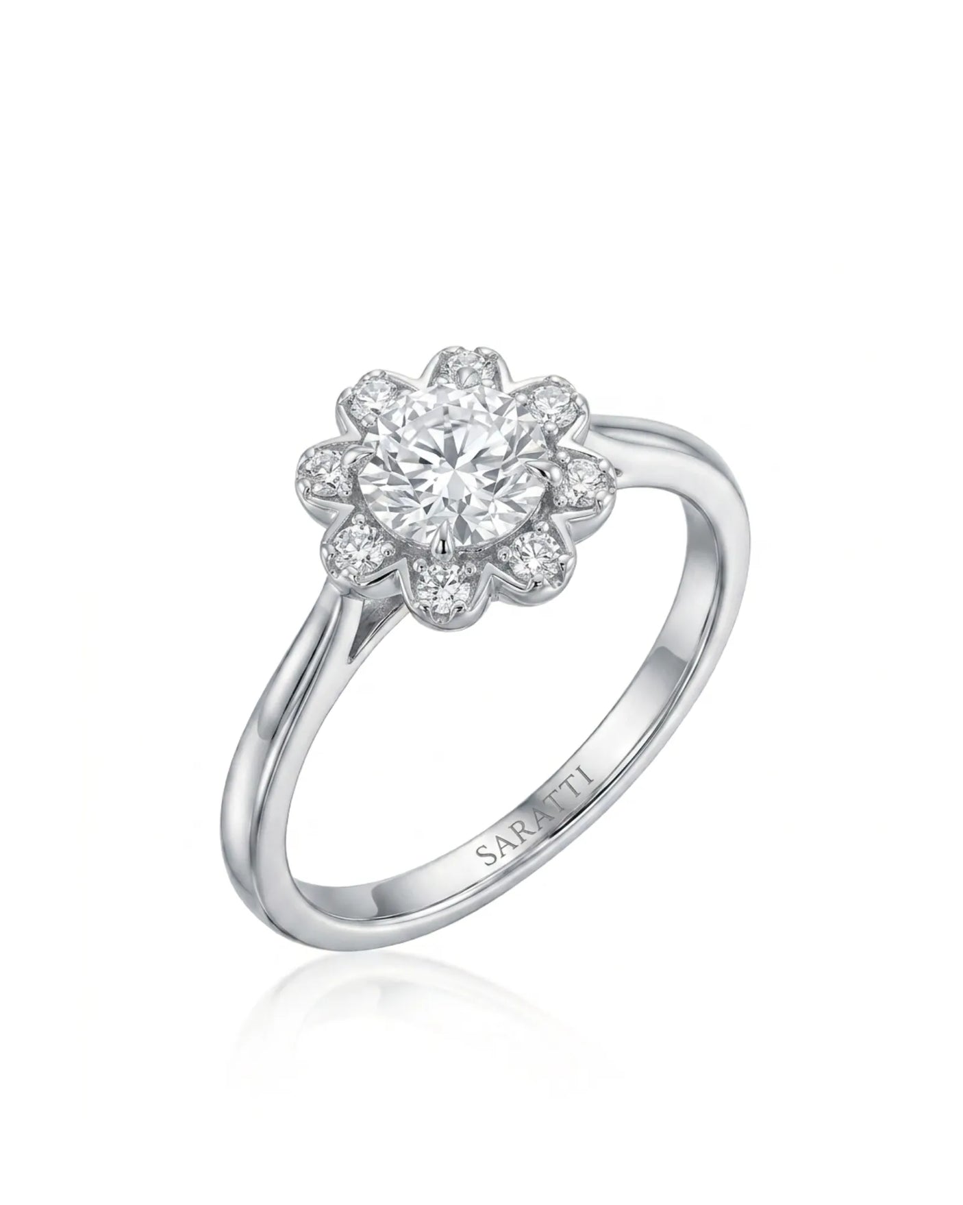 Celine – Natural Round Diamond Halo Engagement Ring