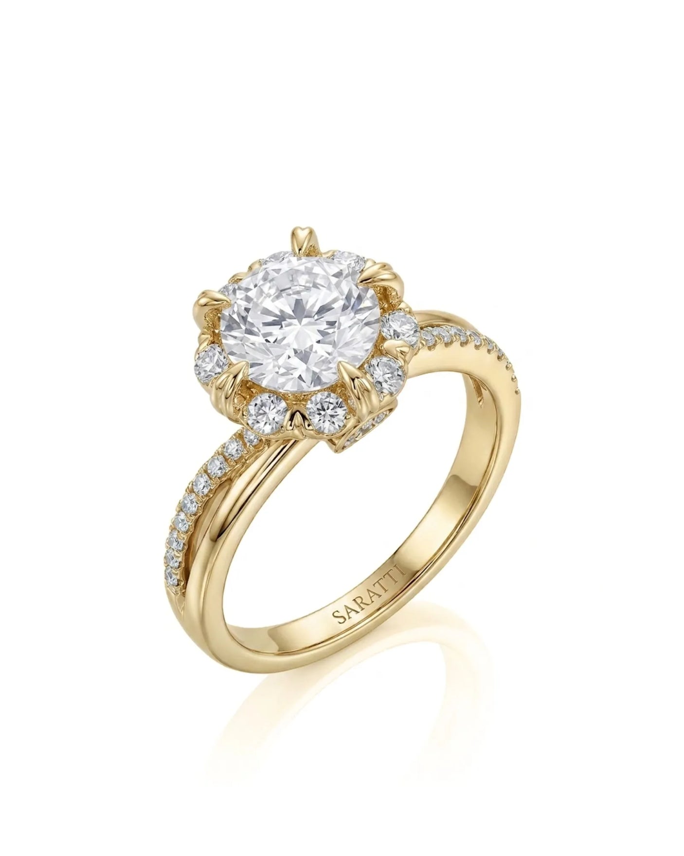 Merida – Sweet Serenity Natural Round Diamond Floral Halo Ring