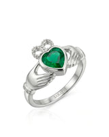 Coronet Heart Emerald Claddagh Ring