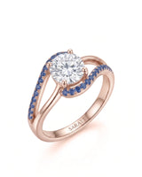 Kelly – Natural Round Diamond & Sapphire Split-Shank Engagement Ring