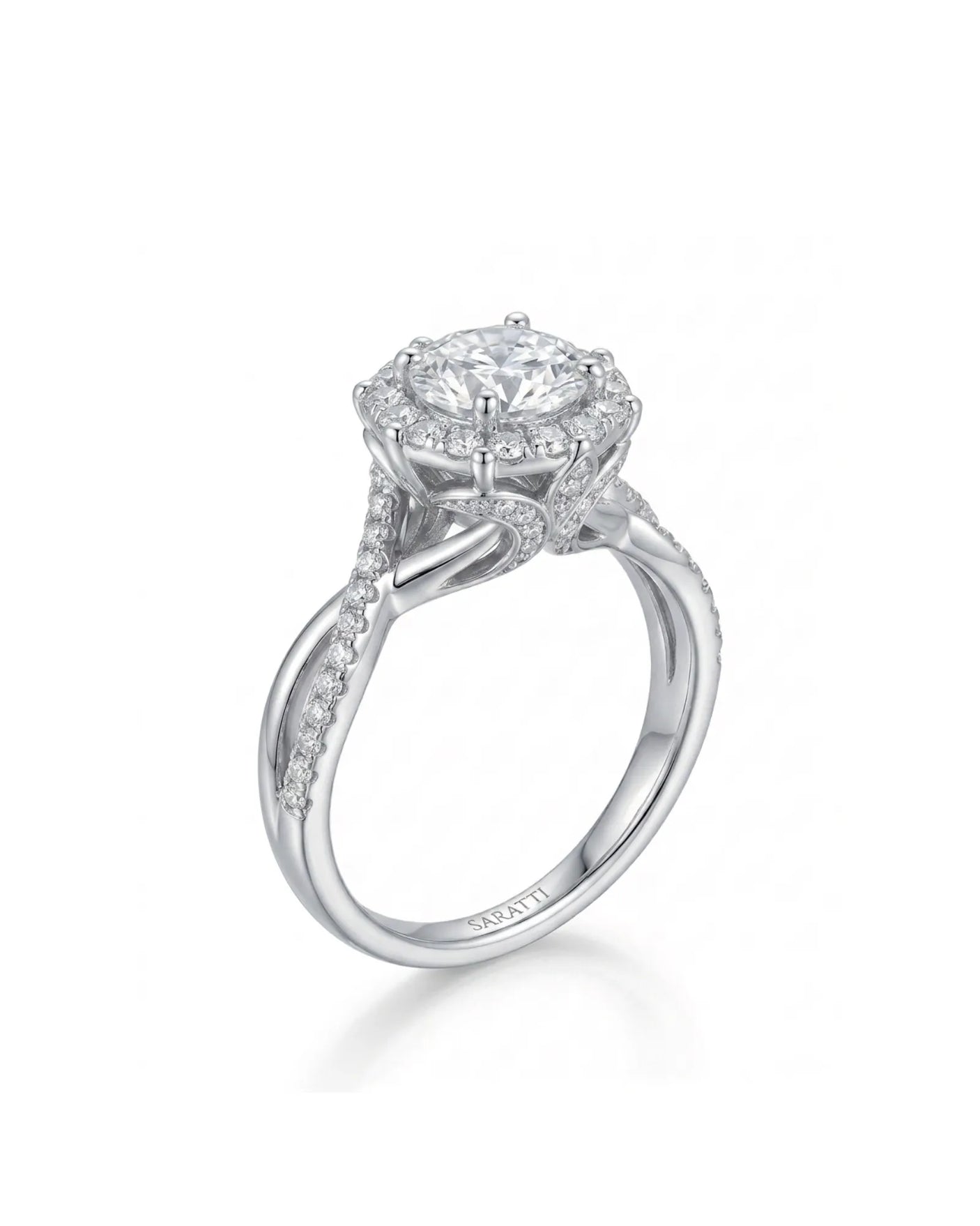 Julisa – Classic Chant Natural Round Diamond Halo Engagement Ring
