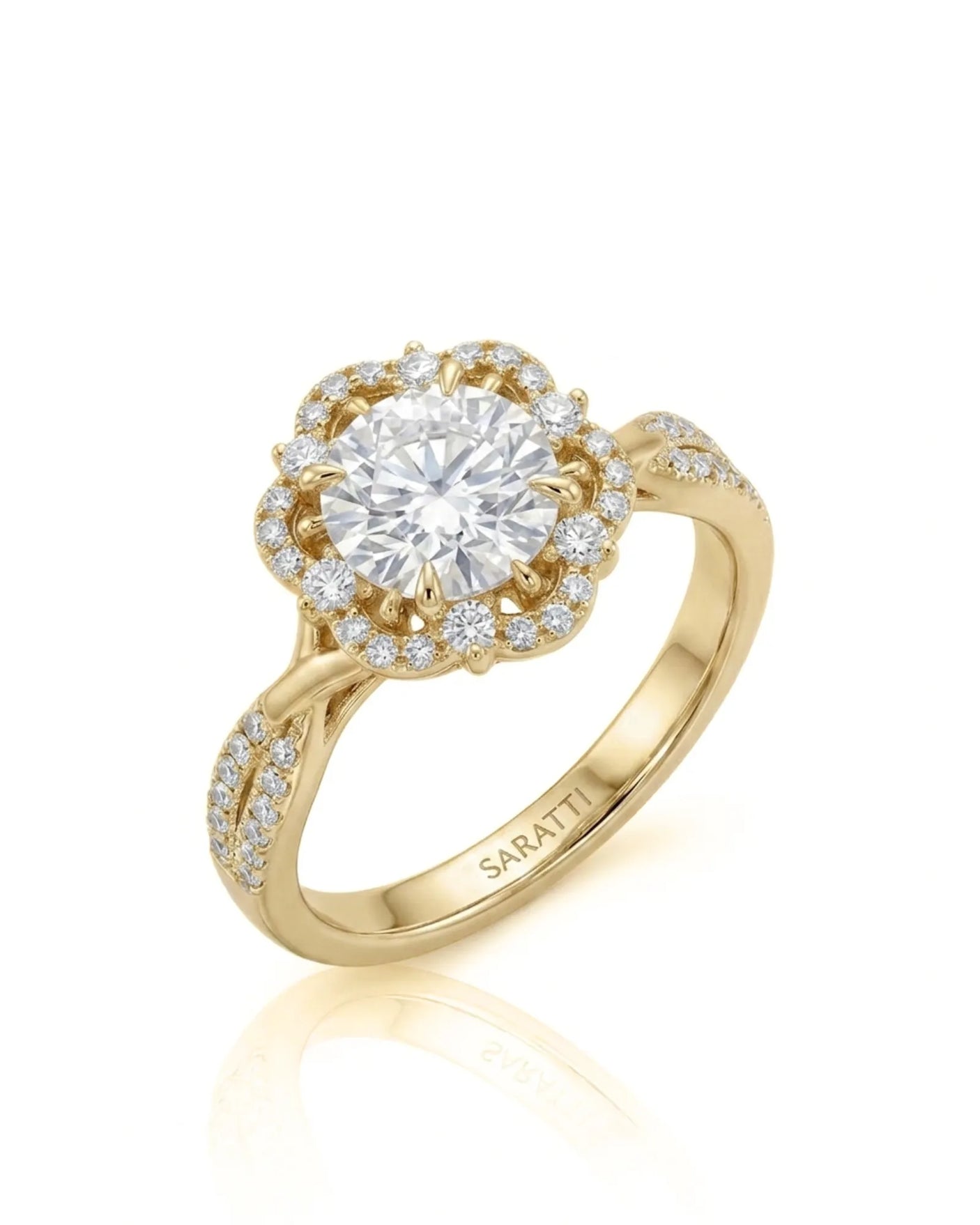 Madea – Radiant Embrace Natural Round Diamond Double Halo Ring