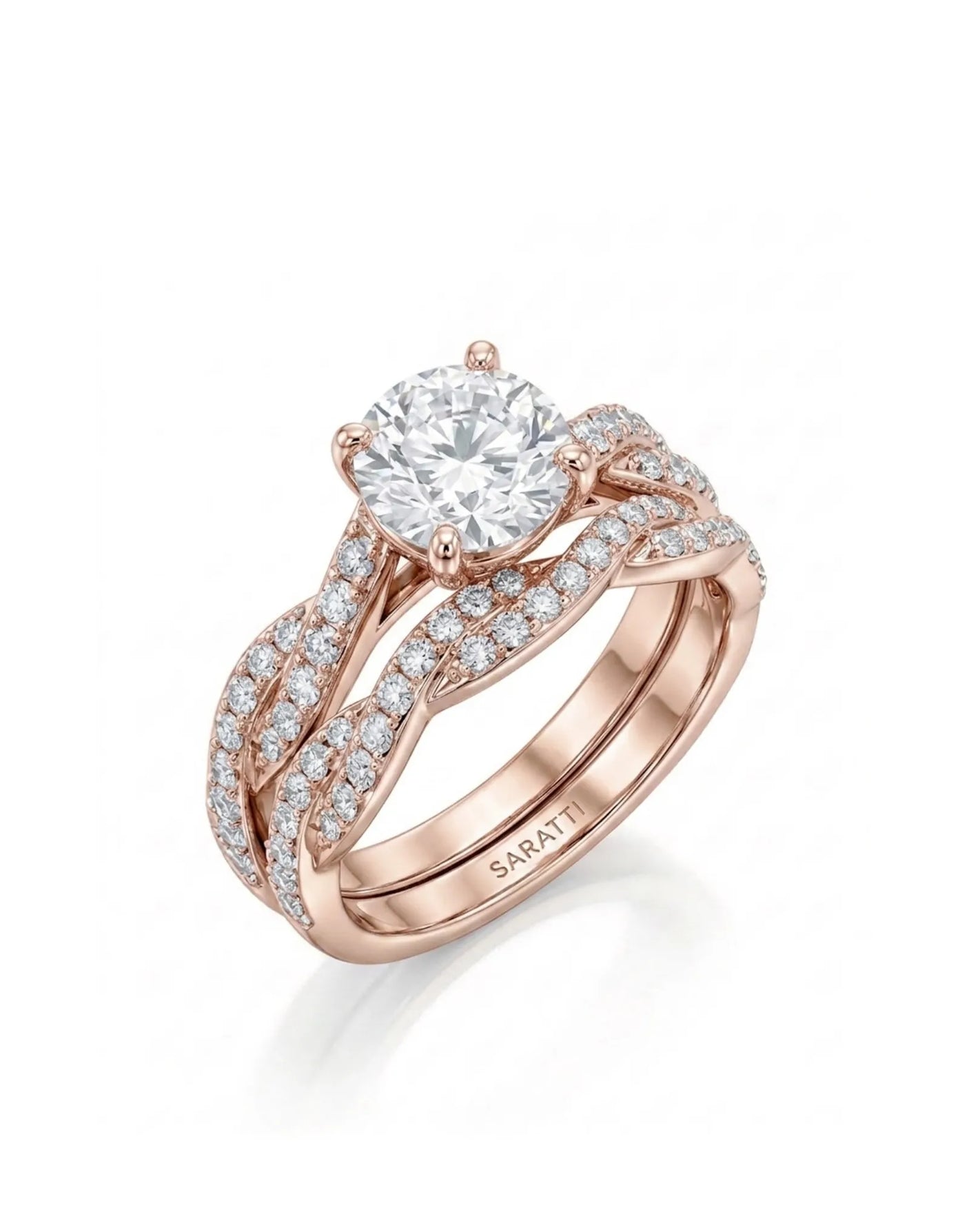 Donna – Natural Round Diamond Twisted-Shank Bridal Set