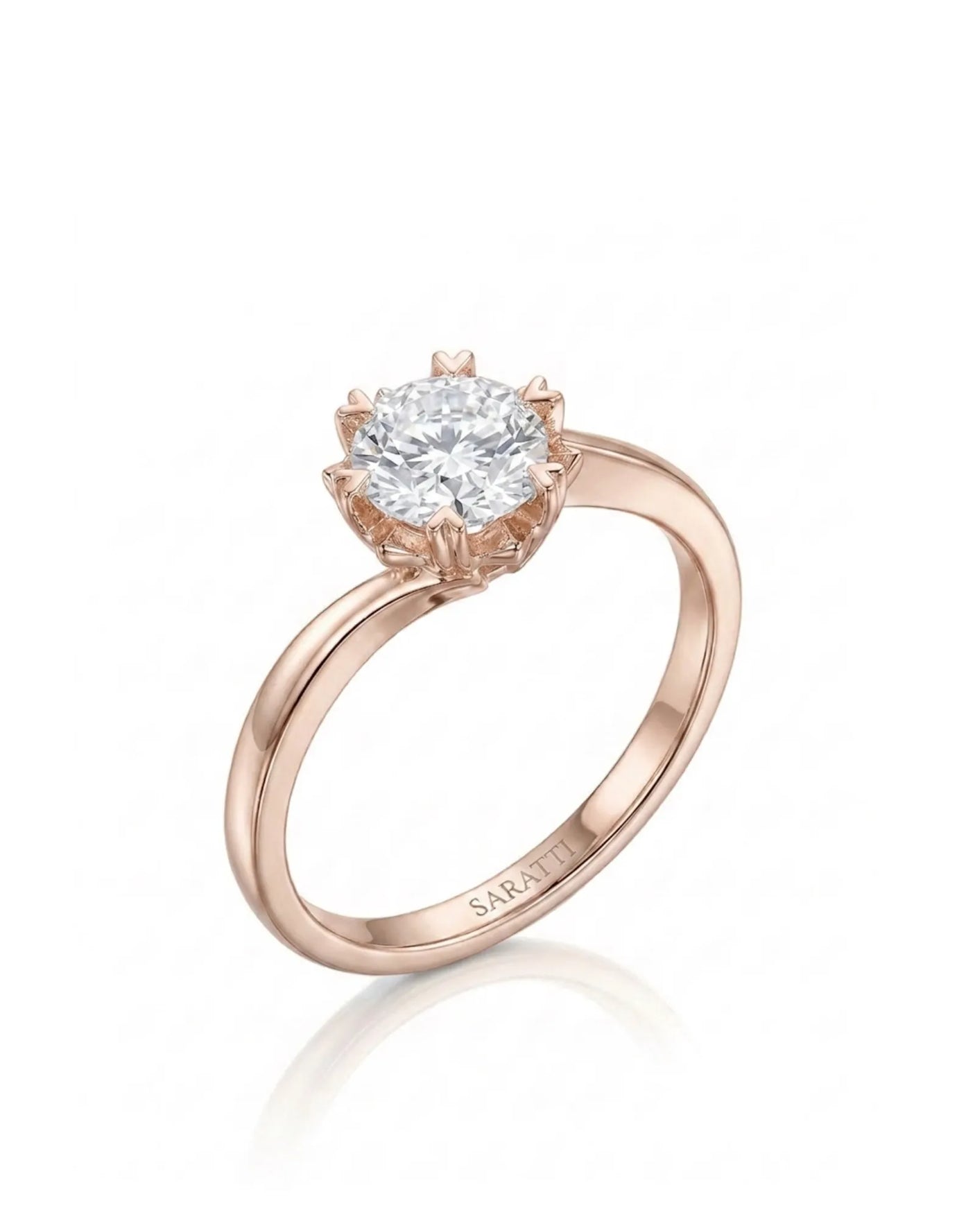 Camille – Natural Round Diamond Snowflake Twisted-Shank Engagement Ring