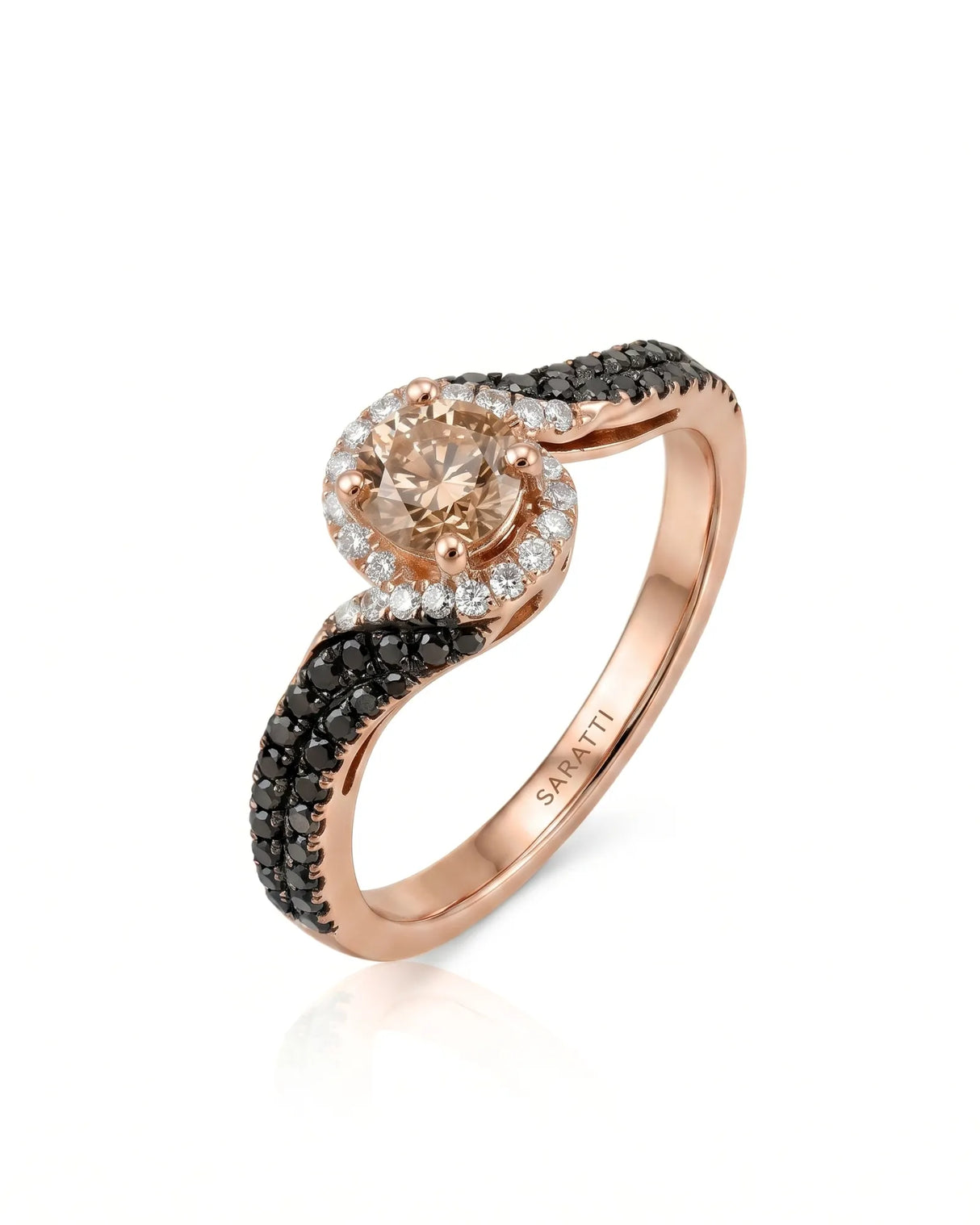 Esther – Natural Champagne Diamond Halo Engagement Ring
