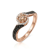 Esther – Natural Champagne Diamond Halo Engagement Ring