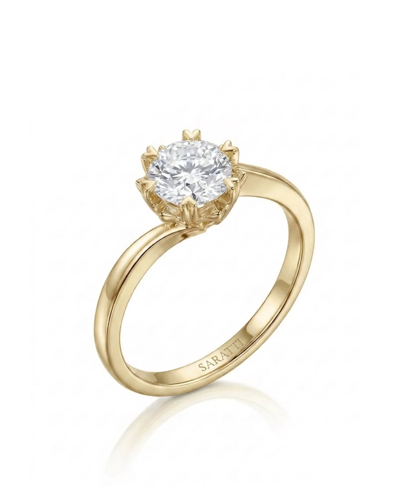 Camille – Natural Round Diamond Snowflake Twisted-Shank Engagement Ring