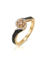 Esther – Natural Champagne Diamond Halo Engagement Ring