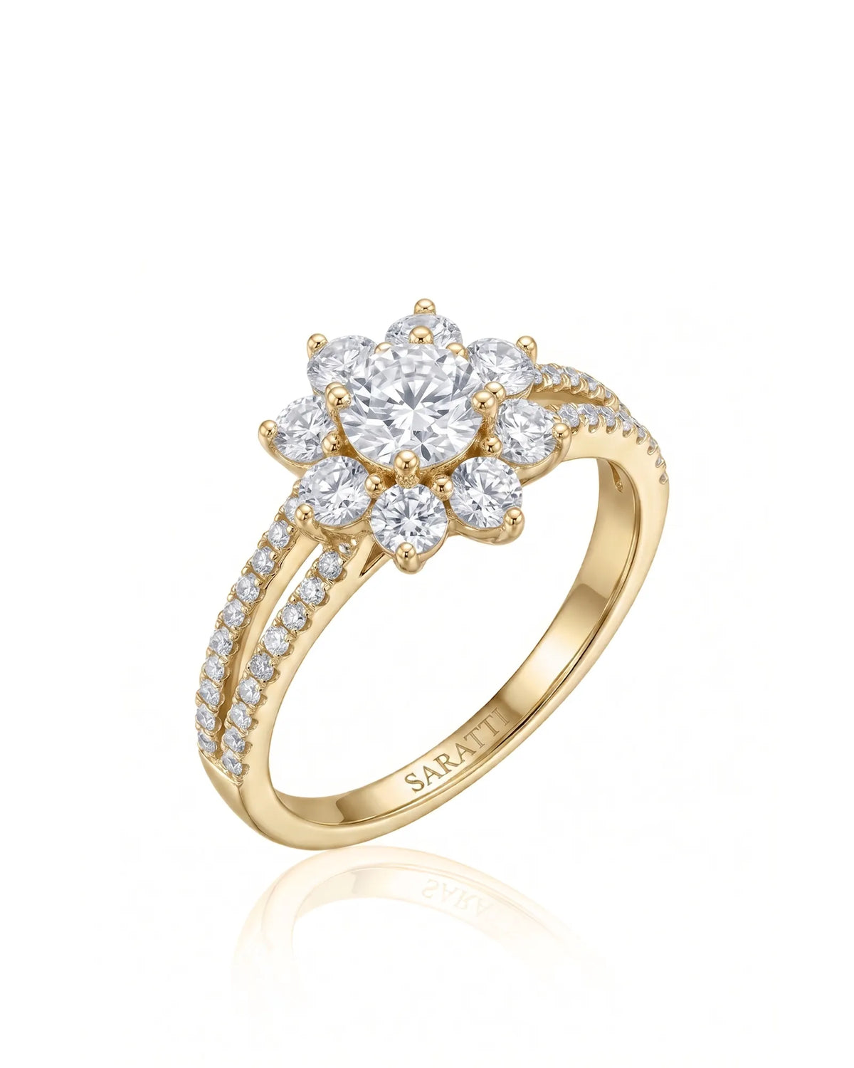 Gail – Fortune Compass II Natural Round Diamond Star Halo Engagement Ring
