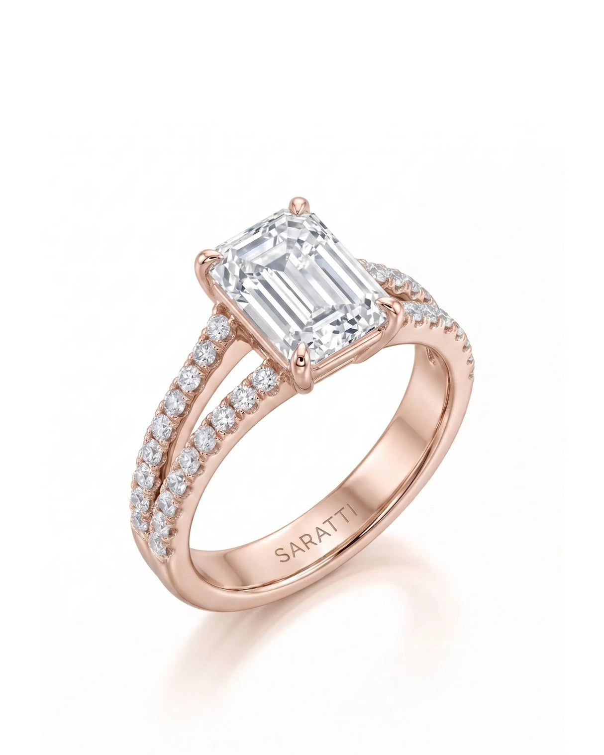Lilah – Natural Emerald-Cut Diamond Split-Shank Engagement Ring