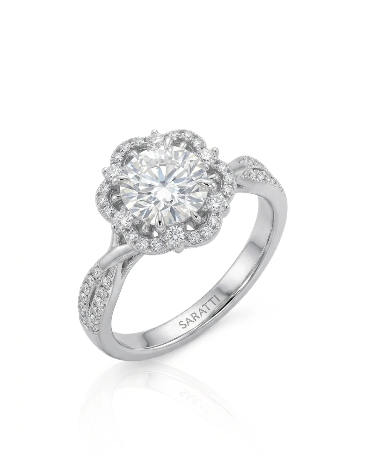 Madea – Radiant Embrace Natural Round Diamond Double Halo Ring