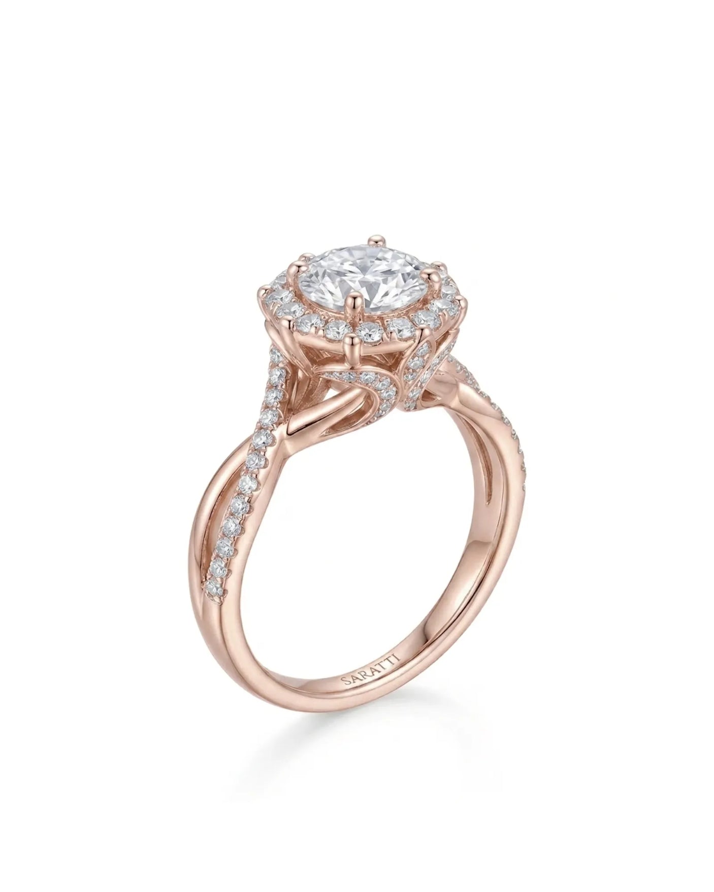 Julisa – Classic Chant Natural Round Diamond Halo Engagement Ring