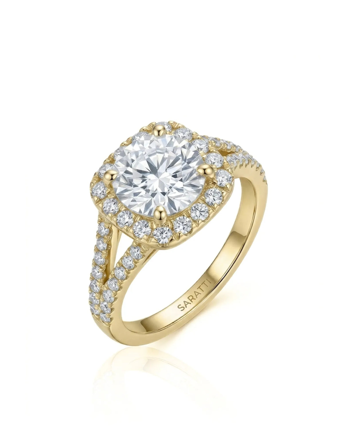 Evana – Natural Round Diamond Halo Split-Shank Engagement Ring