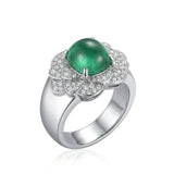 【Ships Fast】PT900 Sugarloaf Emerald Diamond Cluster Ring